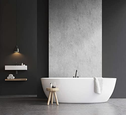 WALLando Pannello posteriore doccia di alta qualità, 250 x 100 cm, facile da montare, per doccia e bagno, pannello doccia in PVC di alta qualità, effetto pietra, grigio chiaro