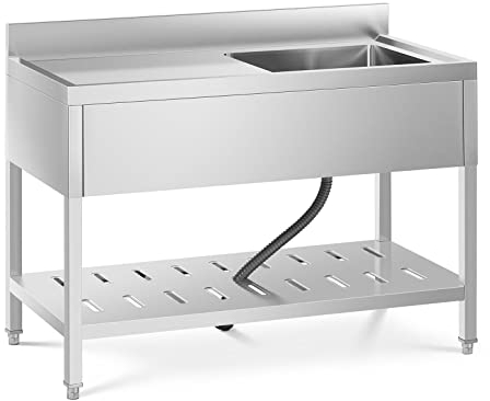 Royal Catering Lavello In Acciaio Inox Cucina Professionale Lavandino Ristorante RCSSS-120X60-S (Una vasca, 49 x 42 x 25,5 cm)