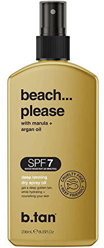 b.tan SPF 7 Deep Tanning Dry Spray | Beach... Please Tanning Oil - Get a Deep Bronze & Golden Tan, Nourishes Skin from Marula & Argan Oil, 8 Fl Oz