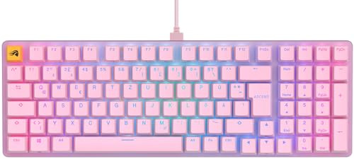 GLORIOUS Gaming GMMK 2 Full Size (96%) - Clavier de jeu mécanique, Cadre Aluminium, personnalisable, capuchons de Touches doubleshot, switches Fox, RGB, Disposition QWERTZ allemand - Rose