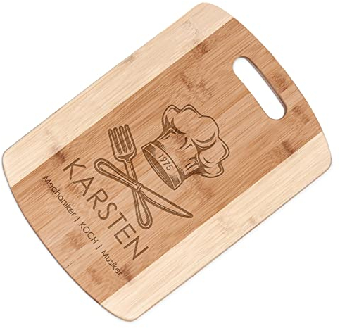 Maverton Bambus Küchenbrett mit Gravur - Servierbrett - Brotzeitbrett massiv - Größe: 35x25 cm - Schneidebrett für Männer - zum Geburtstag - zu Weihnachten - Koch