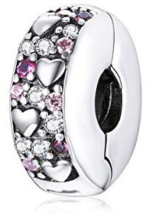 Stopper für Armbänder-925 Sterlingsilber Clip Herz Spacer Stopper Bead Charm mit Schmuckkästchen