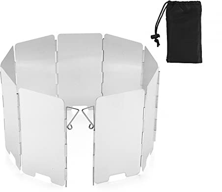 Gaskocher Windschutz Aluminium Faltbarer Outdoor Windschutz Stabiler Windschutz mit Aufbewahrungstasche für Campingausflüge Picknicks Grillen