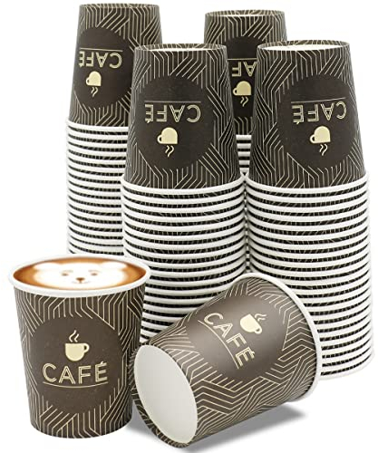 Ichigo Ichie 100 Vasos Cartón Desechables 250 ml para Café, Agua, Leche, Té, Bebidas Calientes y Frías - Reutilizables para Hogar, Oficina y Cafetería