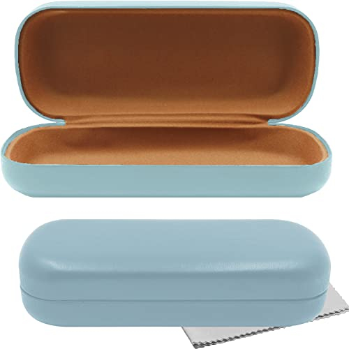 Olicky Hardcase Brillenetui, Softtouch PU Leder Brillenetui, Wird mit einem Mikrofasertuch zur Reinigung geliefert für Sonnenbrille Lesebrille Travel Reise - Blau