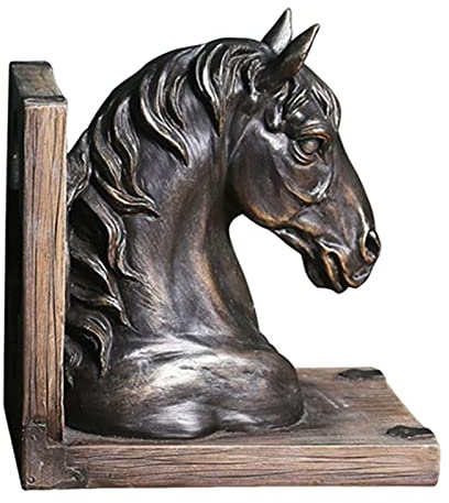 perfk Pferdekopf Statue, Dekorative Buchstützen Figur, Skulptur für Regal, Tisch,