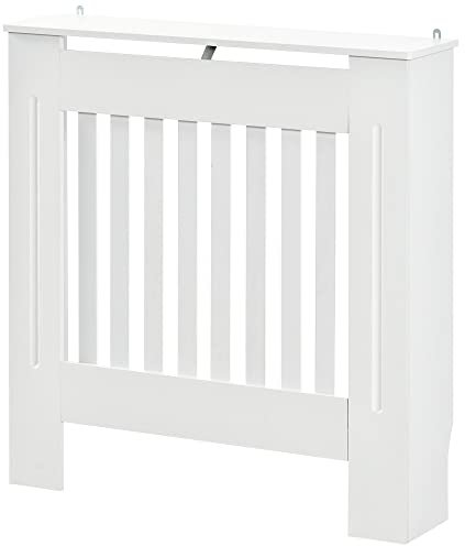 HOMCOM Heizkörperverkleidung Heizkörperabdeckung mit Ablage, Lamellen, Heizungsabdeckung Heizkörper Abdeckung Heizungsverkleidung 78 x 19 x 81 cm Weiß