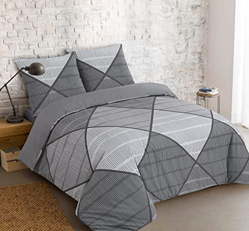 Vision 100 % bomull – Harold Grey – Kingsize-säng (260 x 240 cm) – påslakan och 2 örngott (65 x 65 cm) – 57 trådar, mjuka och bekväma - Oeko-Tex-certifierade
