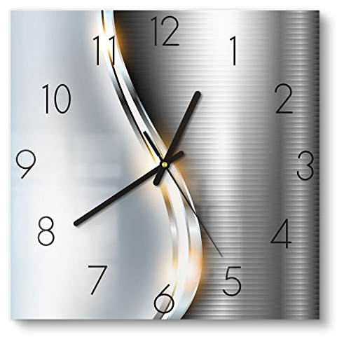 DEQORI Glasuhr | 30x30 cm | Motiv Elegantes Vektordesign | ausgefallene leise Design Uhr aus Glas | Wanduhr für Wohnzimmer & Küche | moderne Hingucker Uhr für die Wand