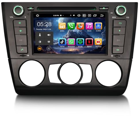 Erisin 8 núcleos 7 Pulgadas Android 14 4GB+64GB GPS Navegación DVD Estéreo de Automóvil Reproductor para BMW Serie 1 E81 E82 E88 Soporta Bluetooth 5.0 Inalámbrica CarPlay DSP Android Auto WiFi Dab+