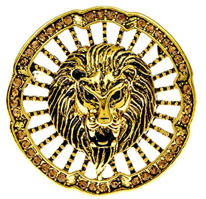 CAREG Strass Löwe Brosche Tier Pin Durable (Color : Gold)