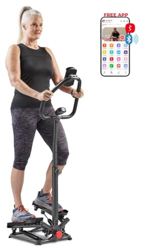 Sunny Health & Fitness Smart Twist Stair Stepper Machine with Handlebar, Space Saving, Connected Fitness with SunnyFit App – SF-S020027SMART