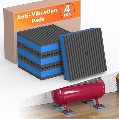 GCGOODS Gummi-Anti-Vibrationspad, 5,1 x 5,1 x 2,2 cm, strapazierfähiger, gerippter Gummi mit blauen EVA-Isolationspads für HVAC, Luftkompressor, Laufband, Waschmaschine und Trockner,