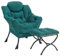 SESHINELL Sessel mit Hocker, Modern & Bequem Ohrensessel Wohnzimmer & Schlafzimmer, Relaxsessel mit Armlehnen, Loungesessel Lesesessel mit Stahlrahmen & Ottomane, Dunkelgrün