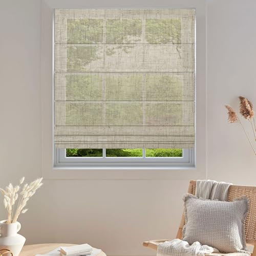 TINFONBLY Lichtfilternde, römische Lampenschirme für Fenster, wärmeisoliert, Raumverdunkelung, Fensterrollos für Heimbüro, moderner waschbarer Stoff, 61 cm B x 101,6 cm H, beigefarbenes Leinen,