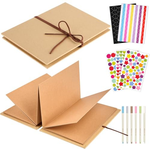 Mauproy 15,2 x 20,3 cm kleines Sammelalbum mit braunen Seiten, faltbares Fotoalbum mit DIY-Zubehör-Kit, Hardcover Erinnerungsbuch für Reisen Hochzeit Geburtstag Jahrestag Abschluss