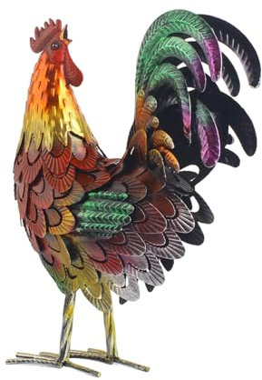 MagiDeal Chicken Sculpture,Animal Figurine Yard Art Metal Decoration Garden Statue Lawn Ornament for Patio Courtyard Flowerbed