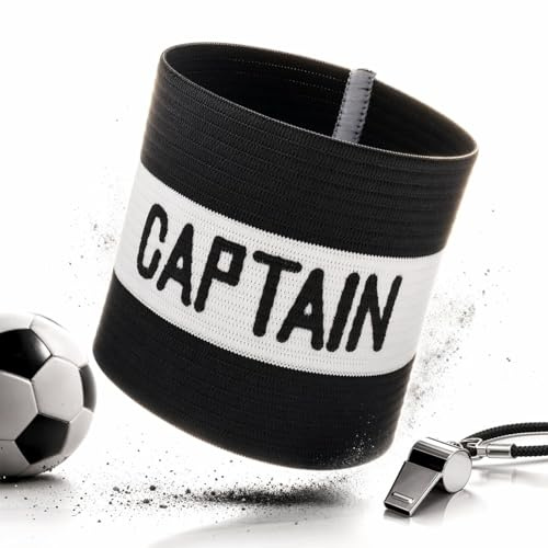 MC-Trend Fotbolls kaptenband: Högkvalitativ och elastisk spelguide armband för alla åldrar - perfekt val för ditt lag kapten (1, svart/vit)