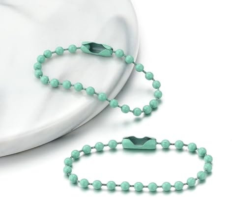 Whakano 100 Stück Kugelkette Metall Perlen Kette Hängekette 2,4 mm,Passenden Anschlüssen Kugelkette,Kette Für Schlüsselanhänger,Hängende Ornamente,Für DIY-Schmuckherstellung Tag,Mintgrün,10cm
