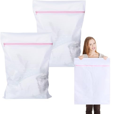 2 Stück Wäschenetz Groß, überdimensioniert Wäschebeutel 60 x 80 cm, XXL Wäschenetz mit Reißverschluß für Waschmaschine,Waschsack & Wäschebeutel für Vorhänge, Mäntel, Daunenjacken, Teppiche, Badetuch