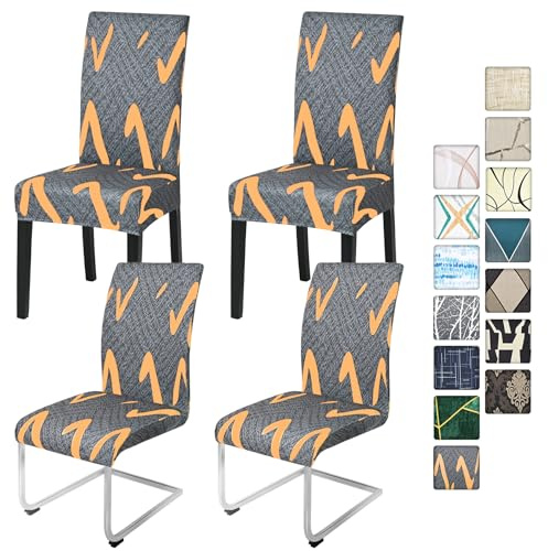Alishomtll Stretch Stuhlbezug 4er/6er Set Grau Stuhlhussen Schwingstuhl Elastische Stuhlhussen Abnehmbarer Waschbarer Esszimmerstühle Bezüge für Restaurant Hotel Bankett (Grau, 4 Stück)