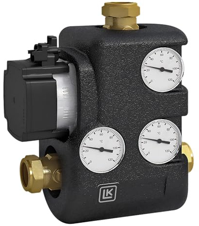 LK Robinetterie Groupe de refoulement LK 810 ThermoMat 2.0 - Pompe à haute efficacité - Température de retour chaude constante - Pour systèmes de chauffage, chauffages à bois, chaudières à granulés