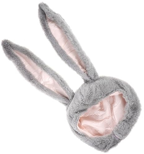 TOYANDONA tierischer Hut bunny balaclava Tiermütze mit beweglichen Ohren Tiermütze für Fotoshootings Cosplay Tierohren aufblasbares Kostüm für Erwachsene Ruffy Hasenmütze Kaninchenmütze Grey
