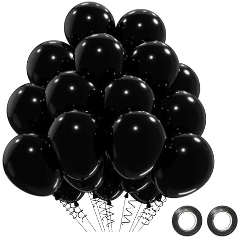 Svarta ballonger födelsedag, 52 stycken svarta ballonger, ballonger svart födelsedag ballong helium ballonger svart bröllop fest halloween casino dekoration, 30 cm latexballonger födelsedagsdekoration