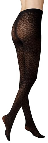 KUNERT Damen Strumpfhosen Ornamental Citynight gemustert 40 DEN Black 0500 38-40