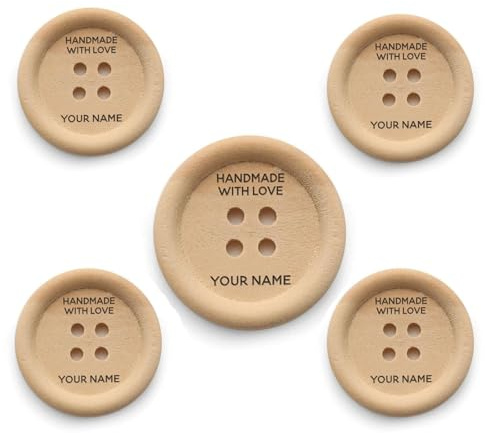 Botones de madera personalizados, hechos a mano con botón de amor con tu nombre, 2,5 cm, paquete de 5, perfectos para costura, manualidades y proyectos de bricolaje