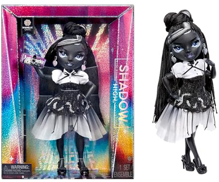 Rainbow High Shadow High Fashion Doll - Shanelle Onyx - Pelo Negro, Muñeca de Moda de 28 cm con Conjuntos de Diseño, Adecuada para Coleccionistas y Niños de 6 a 12 Años