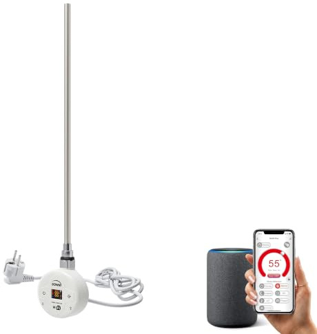 SONNI Smart WIFI elektrischer Heizstab 1000W Weiß mit Thermostat Intelleganter Temperaturregelstab für Badheizkörper APP-Steuerung