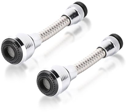 SAIIURV 2 Pezzi Rompigetto Aeratore Rubinetto Cucina, Prolunga Tubo Rubinetto a Risparmio Idrico con 2 Modalità Aeratore, Rubinetto Rotanti a 360° Girevole Aeratore per Cucina e Bagno