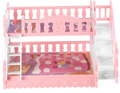 VANZACK Miniature Doll Bunk Bed Mit Kissen Und Decke Puppenhaus Zubehör Für Kreatives Spielen Und Fantasievolles Rollenspiel Dekoration Häuser Und Puppenmöbel