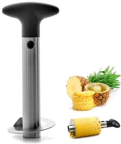 Cortador de piña de acero inoxidable con mango extraíble | Pelador de piñas para quitar el corazón