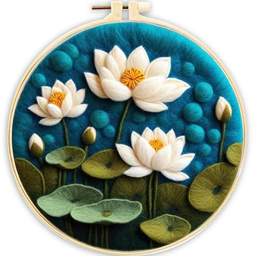 Amiiba Wollnadelfilz-Malset, exquisiter Lotus für Anfänger und Erwachsene, DIY Ihr eigenes Kunstwerk mit hochwertigem Filzbedarf (exquisiter Lotus)