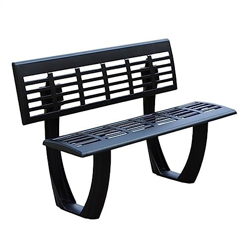 SONGYL-20249 Gartenbank Parkstuhl for den Außenbereich mit Rückenlehne, schwarzes Aluminiumguss, 47,5/59,0 Zoll Gartenweg, Deckhof Outdoor Bank(120x56x86cm)