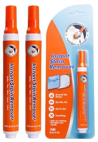 2PCS Instant Stain Remover Pen, Multipurpose Wash Free Stain Remover Stick, Instant Spot Cleaner Bar for Stubborn Clothes Fabric Household Stains, Quick Effect and Drying, Travel & Pocket Size