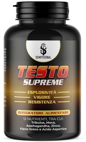 SEMPITERNAL® Testo Booster Uomo Forte Massa, 60 Capsule, Integratore Pre Workout con Tribulus Terrestris, Maca, Ashwagandha, Zinco e Vitamine.
