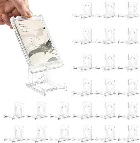 Dwitkul 24 Stück Acryl Ständer Kunststoff Tellerständer Kartenständer Tellerhalter Mini Staffeleien Verstellbar Tellerhalter Buchaufsteller Kartenaufsteller Münzständer Karten Postkartenständer