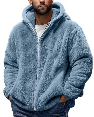 Sudaderas Hombres con Capucha con Forro Polar Chaqueta Chandal con Cremallera Invierno Essentials Suave Hoodie Cómoda Chaqueta de peluche con capucha para hombre