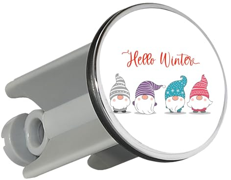 Huuraa Waschbeckenstöpsel Hello Winter Wichtel Weihnachtself Geschenk | Universal Stopfen 4cm höhenverstellbar Abflussstopfen Geschenkidee Stöpsel mit Motiv für das Waschbecken