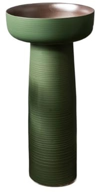 Freistehend Keramik-Standwaschbecken mit Wasserhahn und Ablaufgarnitur, bodenstehendes Waschbecken for den Außenbereich modern(Green)