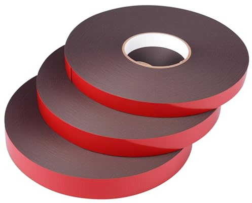 JUNFEIFLUX 3 Rouleaux 90M Ruban Adhésifs Double Face Extra Fort, 3 Größen Ruban Adhésif Double Face, pour Murs et Bandes LED, Auto, Habitation, Décoration de bureau(20MMx30M/25MMx30M/30MMx30M)