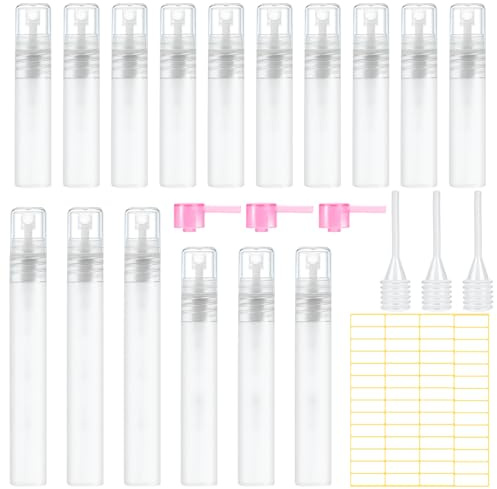 Becellen 16 Pzs Atomizador Perfume Recargable 5/8/10ml, Mini Bote Spray Pulverizador Decants Perfumes Perfumador Pequeño Antifugas Reutilizable para Viajes Limpieza
