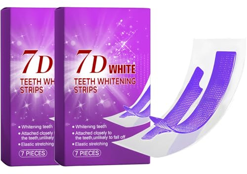 Strisce Sbiancanti per Denti 7D, Strisce Sbiancanti Denti Viola, Rimuove Macchie Di Illumina Il Sorriso, Formula Delicata per Denti Non Sensibili (2pcs)