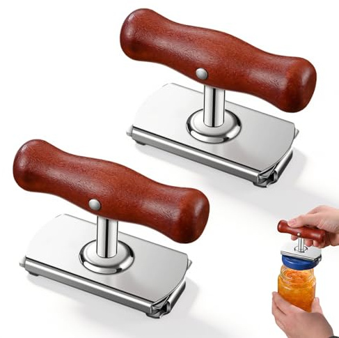 2 abrelatas de acero inoxidable, abrebotellas para personas mayores, abridor de tapas de rosca, abrebotellas de rosca ajustable, abrelatas manual para vasos de rosca, familia, pícnic, negocios