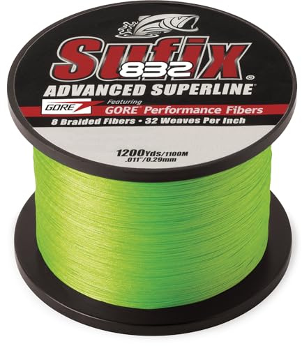 Sufix 832 Braid Line-1200 Yards (Neon Lime, 50-Pound)
