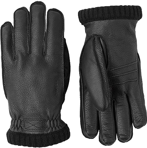 Hestra Deerskin Primaloft Rib Handschuhe Lederhandschuhe Fingerhandschuhe Herren - mit Futter Winter Herbst-Winter - 7 HS schwarz