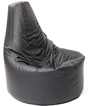 MaxiBean Beanbag Gamer Arm Chair Adult GAMING Bean Bag Faux Leather Game XL Seat POD Bags (Black)